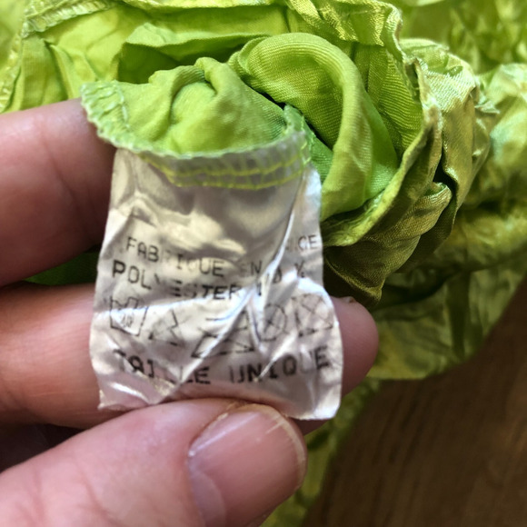 Vtg Y2K Pile Ou Face Sleeveless Ruched Stretch Yellow Tank Top OS Made in France - Picture 4 of 6